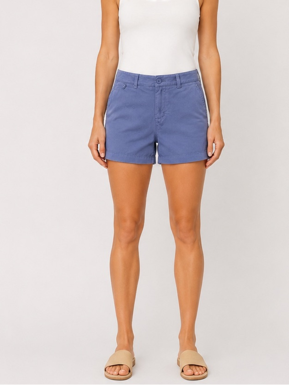 G. H. Bass & Co. Cotton Flat Front 5 Pocket Shorts, Slate Blue, Size 12